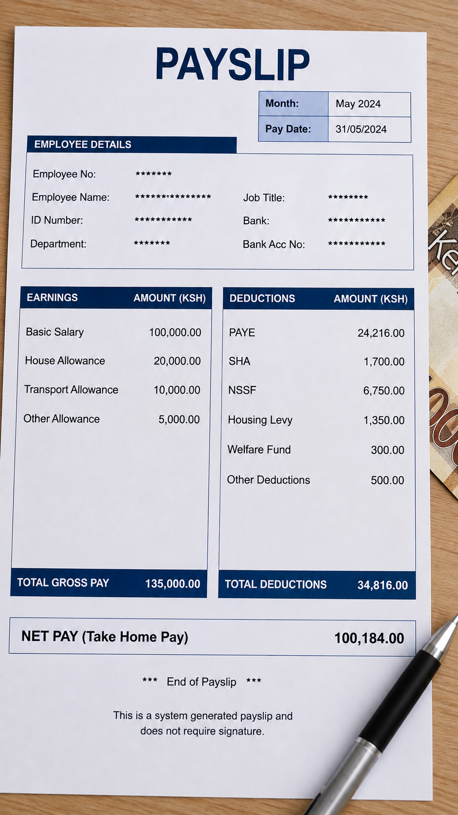 PAYE is deducted from taxable employment income before an employee receives their net salary.