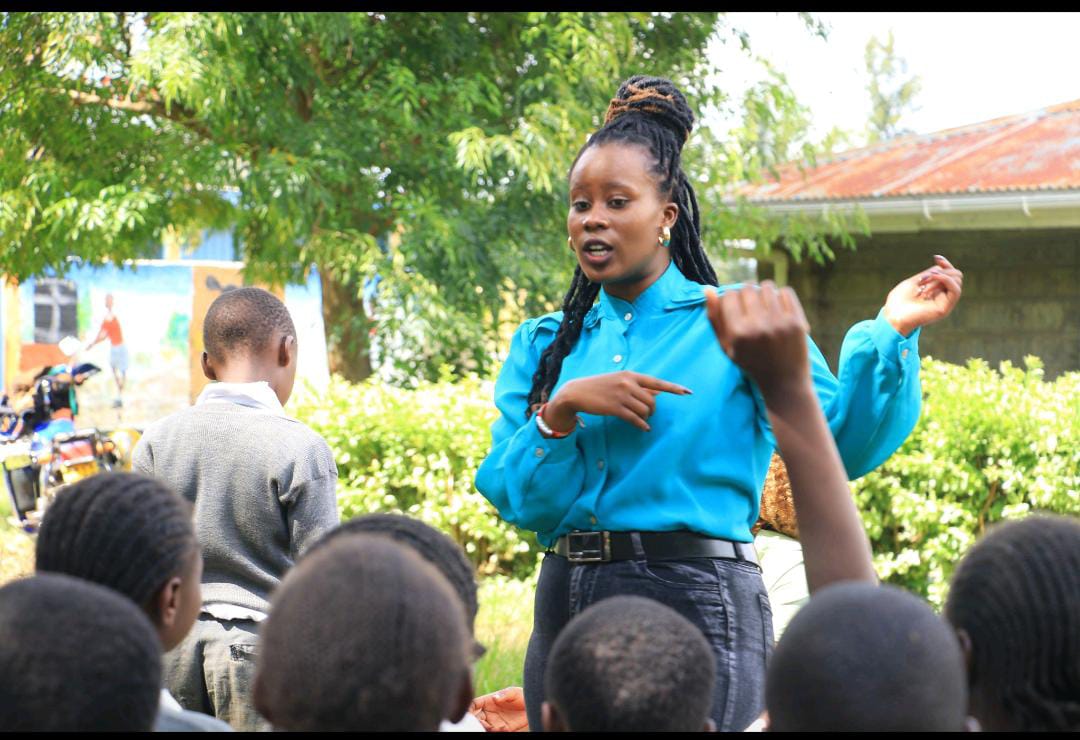 Roksana Gichia during an earlier Crime Si Poa engagement with students at Egerton Comprehensive School in Kenya.