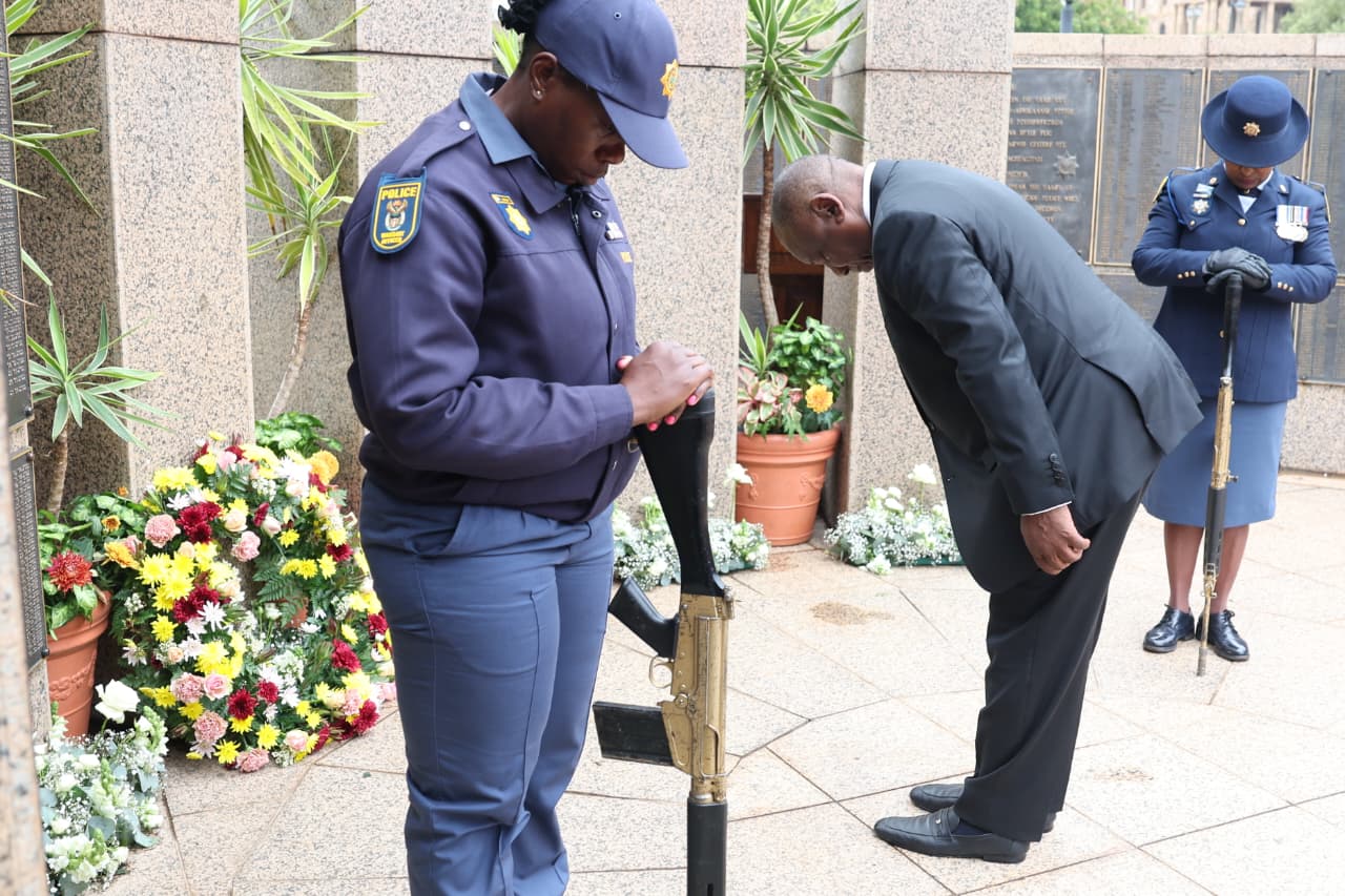 President Cyril Ramaphosa commemorating one of the fallen.