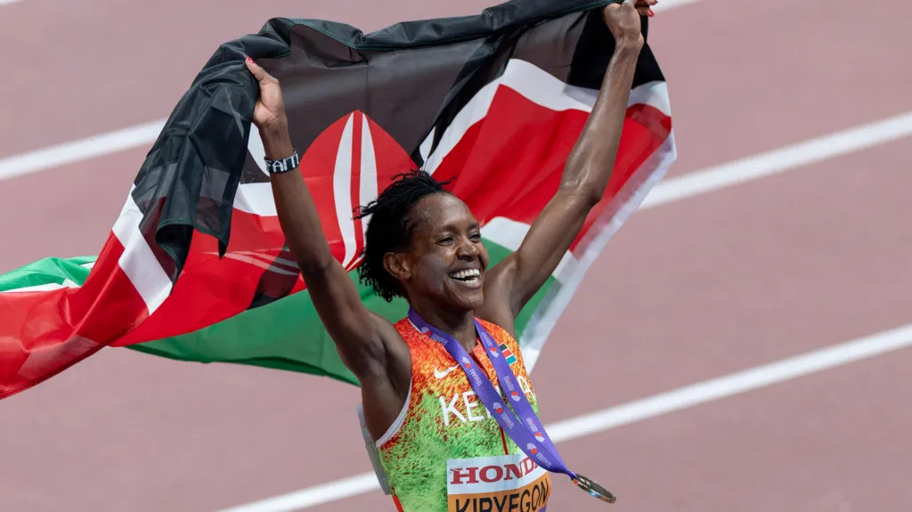 Faith Kipyegon has won five World Championship titles and three Olympic gold medals for Kenya
