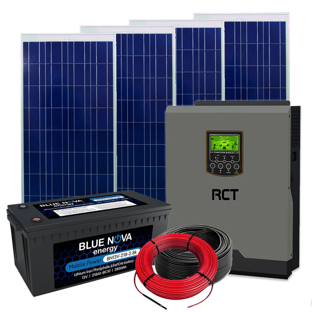 Solar kit: Solar panels, battery and hybrid Inverter